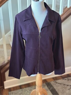 Vintage Dawn Joy Fashions Plum Eggplant Stretch Zip Front - D3001